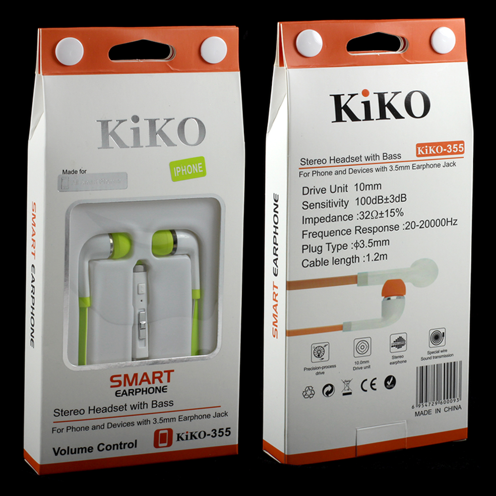 KIK 355 Stereo EarPHONE Headset with Mic and Volume Control (Green)